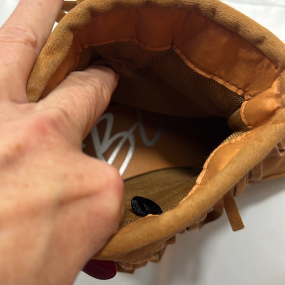 BROWN faux SUEDE FRINGE ANKLE BOOTS Blue Suede Shoes size 7 pull on boots womens - Picture 6 of 11